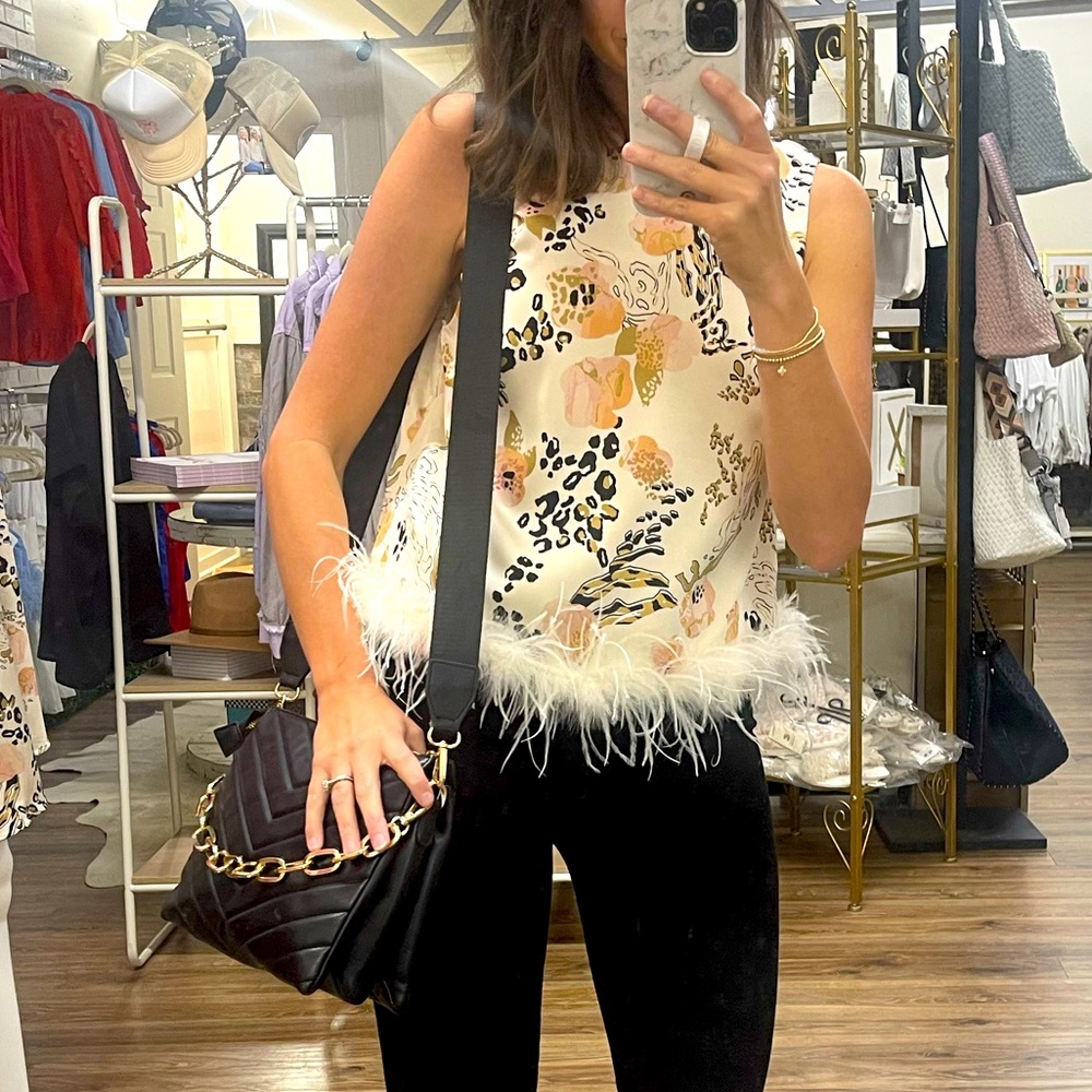 Feather Animal Print Top
